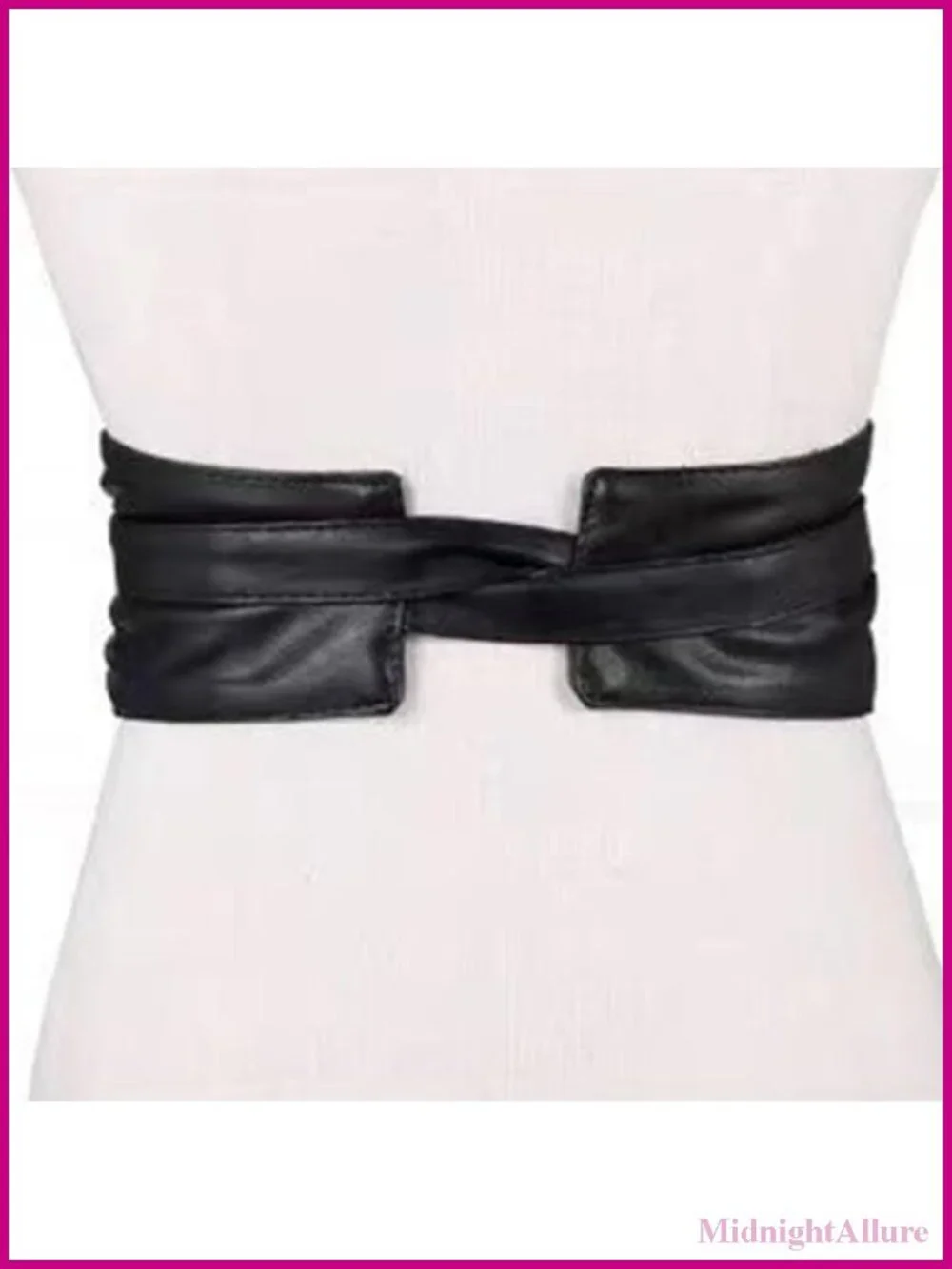 Women's Faux Leather Wide Obi Belt Knotted Waistband for Dress